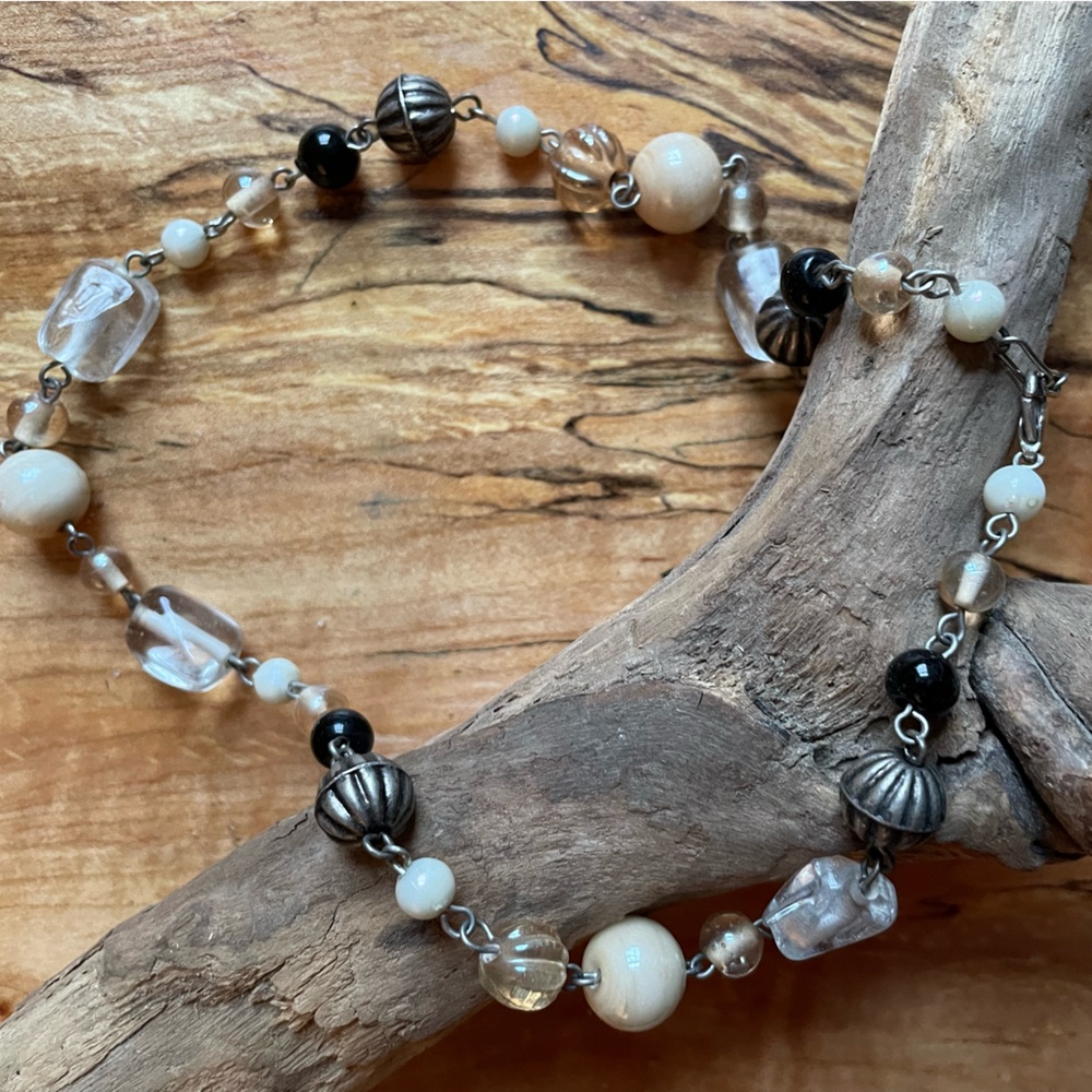 MIxed media earthtone choker